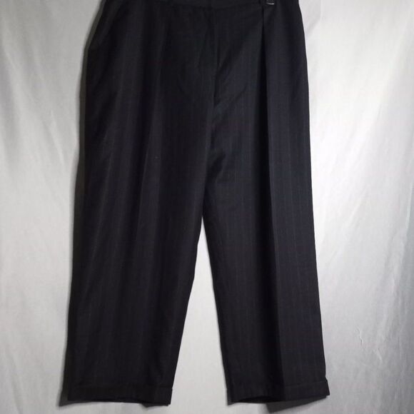 Jones New York Pure Wool Women's Gray Stripe Straight Leg Dress Pants Size 24PW - Picture 3 of 10